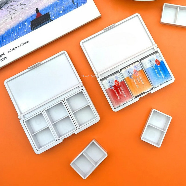 Aquarell-Set mit Mini-Malkasten und Mischpalette für künstlerische Reise-Skizzen aus Kunststoff - Bild 1