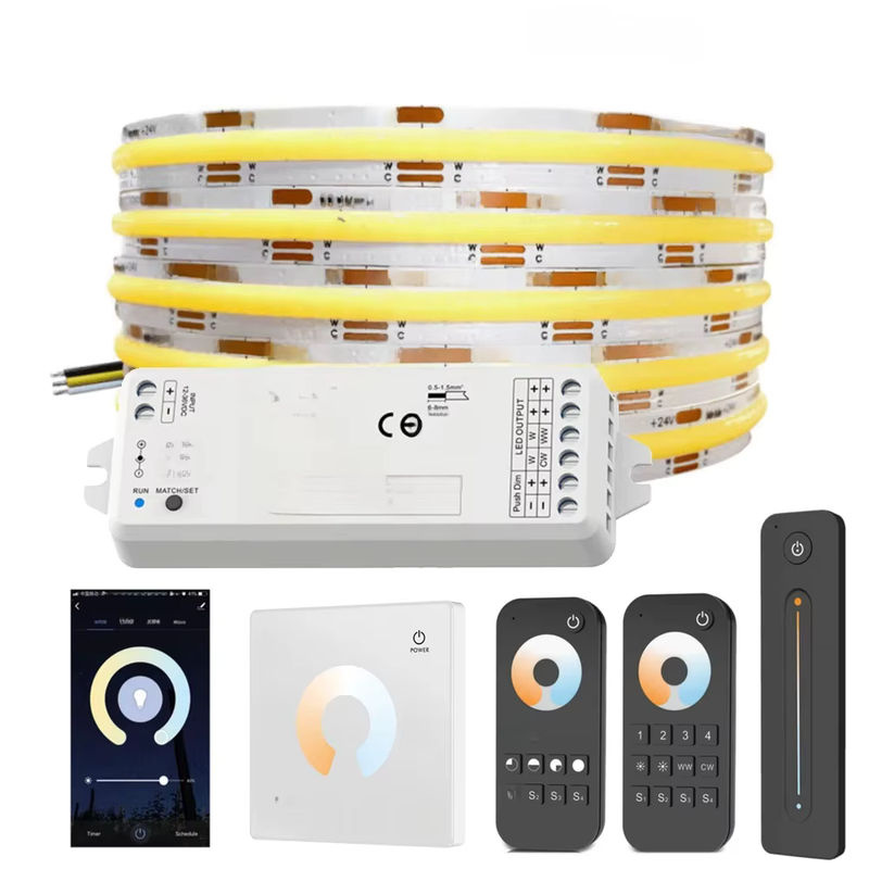 teopek COB LED Streifen 24V CCT mit Tuya Wifi Controller, Smart Life Alexa Google kompatibel, 608 LED/m, RA90, Weiß, inklusive 2,4G RF Touch Fernbedienung - Bild 5
