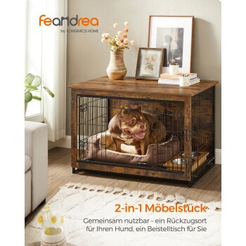 Feandrea Hundekäfig als Möbelstück in Braun und Beige aus Metall und MDF - Bild 2