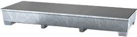 ASECOS IBC-Station aus Stahl mit Gitterrost und Staplerschuhen, verzinkt, Farbe: Silber, B/T/H: 328,0 x 130,0 x 42,0 cm, 1000 l Auffangvolumen - Bild 1