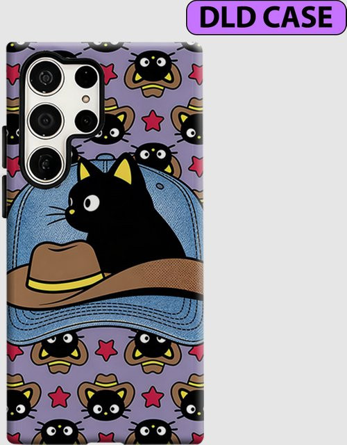 Stoßfeste Cowboy-Katzen-Handyhülle für Samsung Galaxy S26 S25 S24 S23 Ultra Plus, robuste Doppelschicht-Schutzhülle in Multicolour - Bild 1