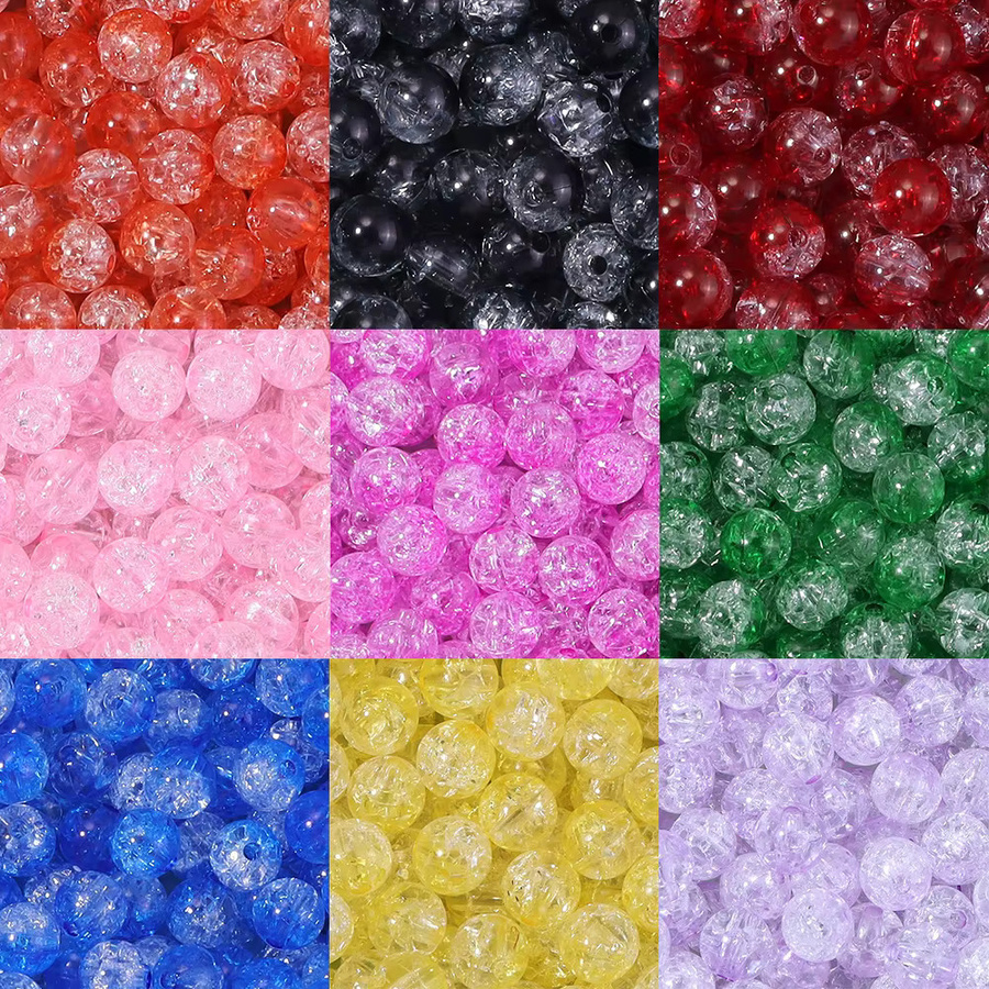 louleur Acryl Crackle Perlen, bunt, rund, 8/10mm, Unisex - Bild 2