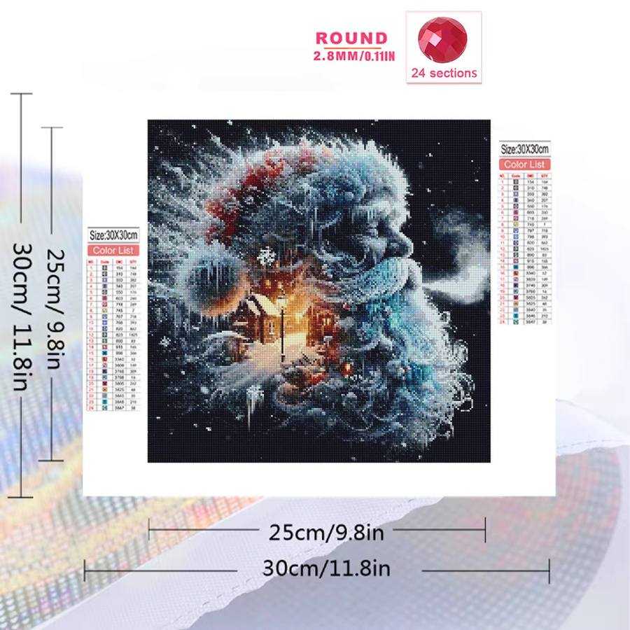 Evershine 5D DIY Diamantstickerei Santa Claus Porträt als Winter Kreuzstich Mosaik Set in Mehrfarbig - Bild 2