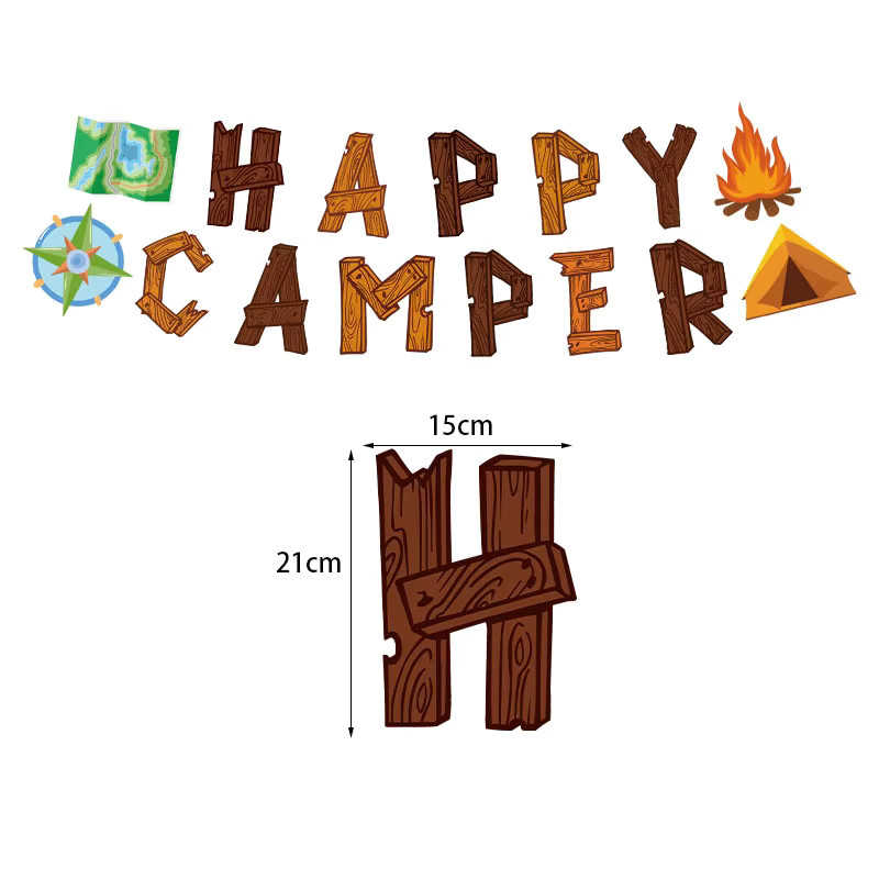 Joy-enlife Outdoor Camping Motto Party Dekoration Set mit Happy Camper Banner, Kuchen Topper und bunten Latex Ballons für Kinder Geburtstage in Mehrfarbig - Bild 4