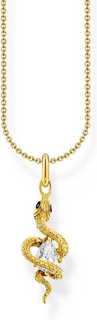 Thomas Sabo Kette, Schlangen-Anhänger, 925 Silber, vergoldet, Kristall, Damen - Bild 1