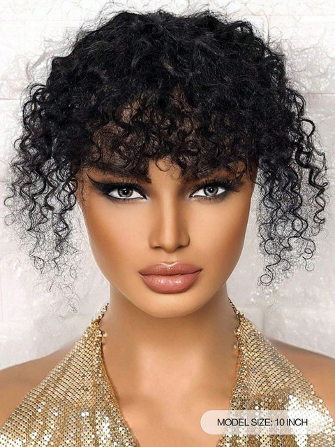YYONG Topper-Haar Curly Wave mit Pony, Schwarz, Damen - Bild 1