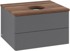 V&B Waschtischunterschrank Antao mit Frontstruktur und Beleuchtung, Anthrazit lackiert, B: 60 cm, T: 36 cm, H: 50 cm - Bild 1