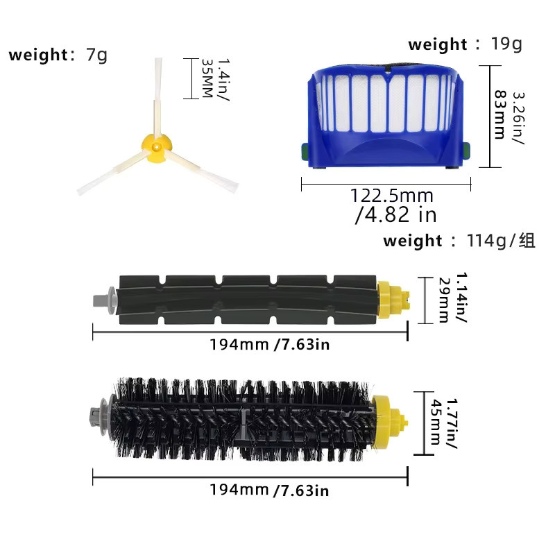 Ersatzteil-Kit für iRobot Roomba 600er Serie inklusive Hauptseitenbürste und HEPA-Filter für die Modelle 650, 675 und 690 - Bild 4
