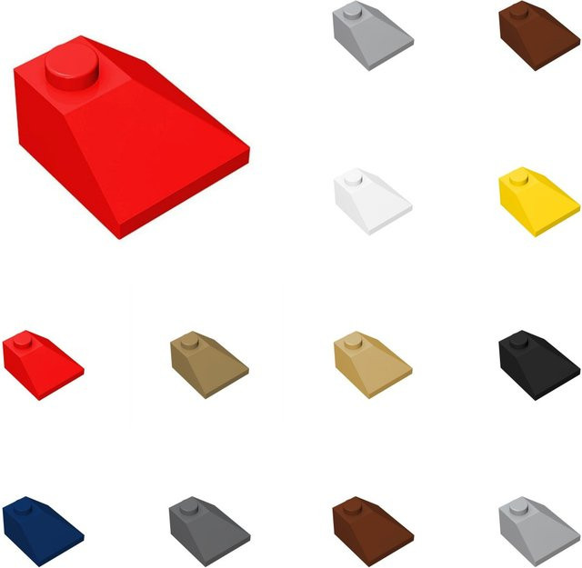 alibricks Mini Bricks 2x2 doppelseitige Eckenhangfliesen in Beige, 50 Stück MOC-kompatibles Technologiezubehör aus Kunststoff - Bild 1