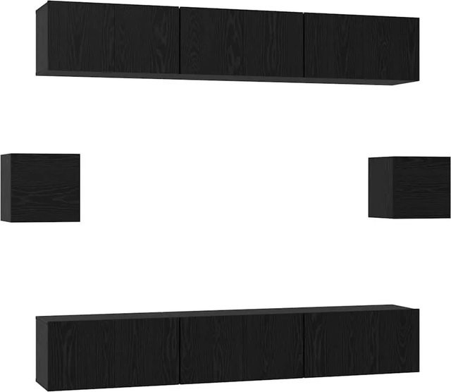 vidaXL TV-Schrankset 8-teilig modern Schwarz aus Holzwerkstoff, Wandmontage für das Wohnzimmer, B/T/H: 80 x 30 x 30 cm, 60 x 30 x 30 cm und 30,5 x 30 x 30 cm - Bild 1