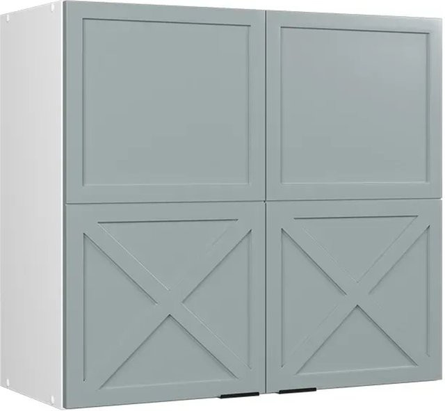 Vicco Hängeschrank Fame-Line Küchenschrank mit Glastüren in Weiß, Hellblau und Grau, B: 80 cm, H: 72 cm, T: 34,1 cm - Bild 2
