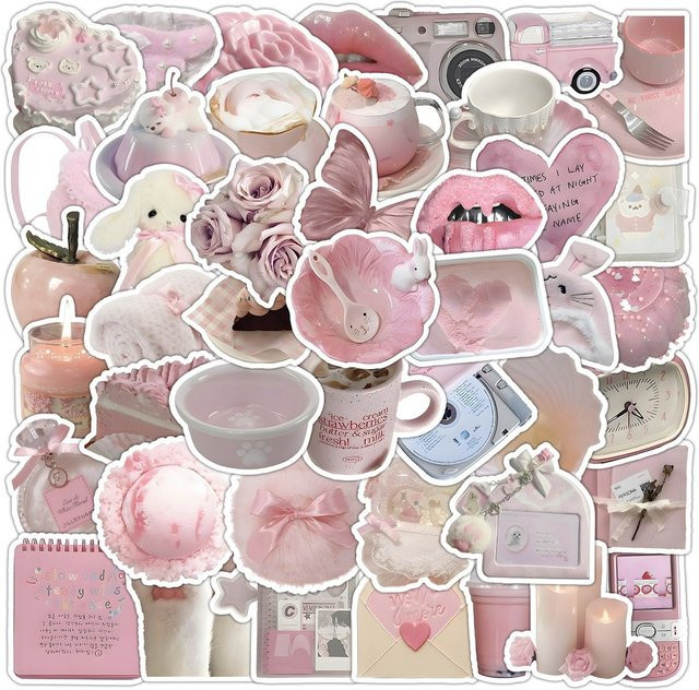 50 Stück Pfirsichblüten- und Frühlingsmotiv-Aufkleber Peach Moon von Papery Pop Store für Tagebücher und Handyhüllen - Bild 1