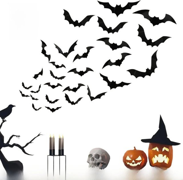 DXLYMYU 3D Fledermaus-Wandaufkleber aus schwarzem PVC für deine Halloween-Dekoration - Bild 1