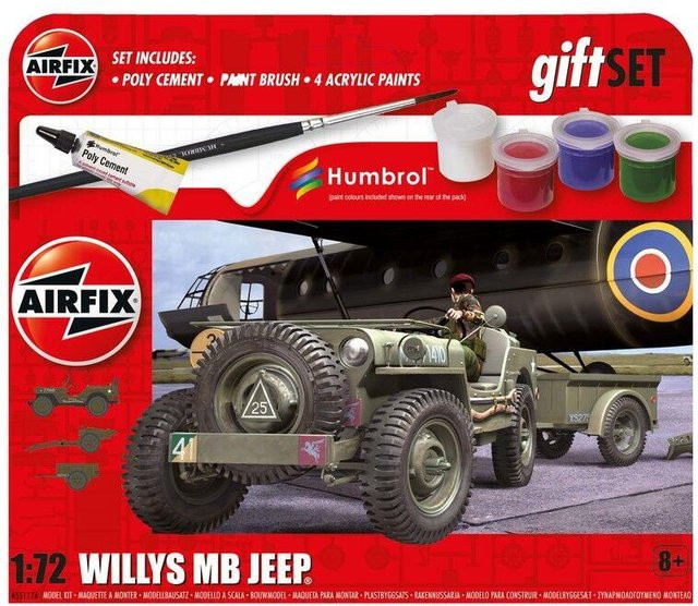 Airfix Willys MB Jeep, Fahrzeug, 1:72, Grün, Hanging Gift Set - Bild 1