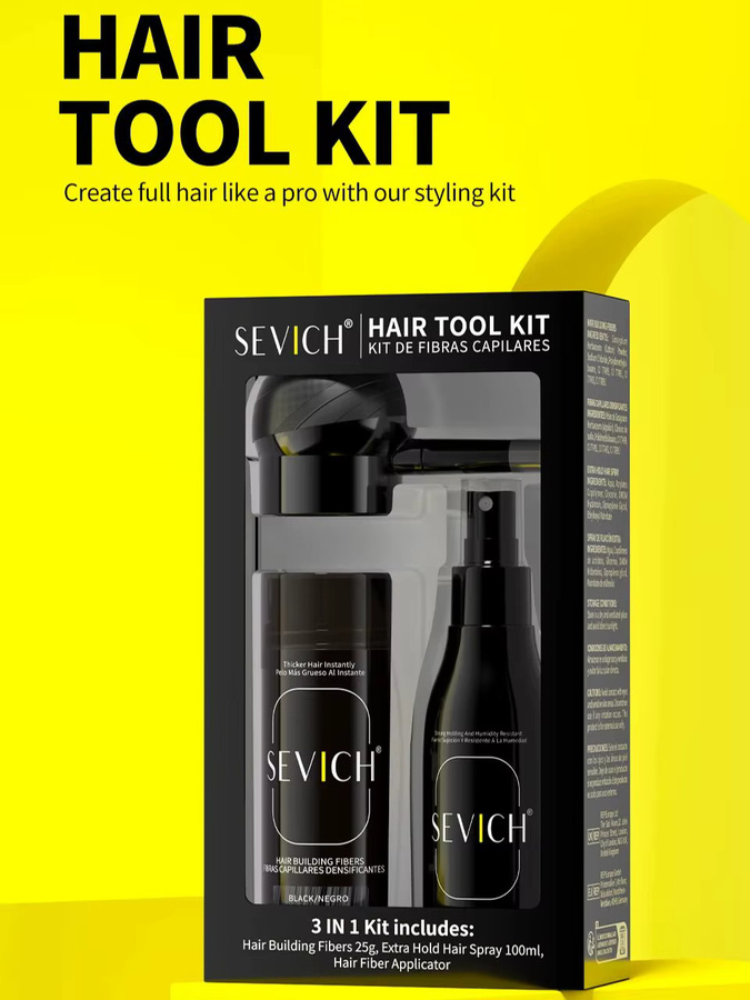 Sevich Haarverdichtungspulver mit Keratin, Schwarz, 27,5g, Unisex - Bild 7
