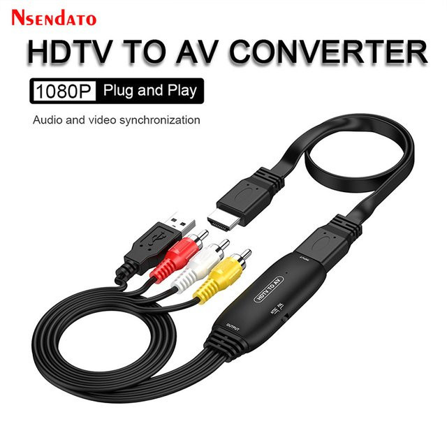 Nsendato HDMI zu AV 3RCA CVBS USB Composite Video Audio Konverter Adapter in Schwarz - Bild 1