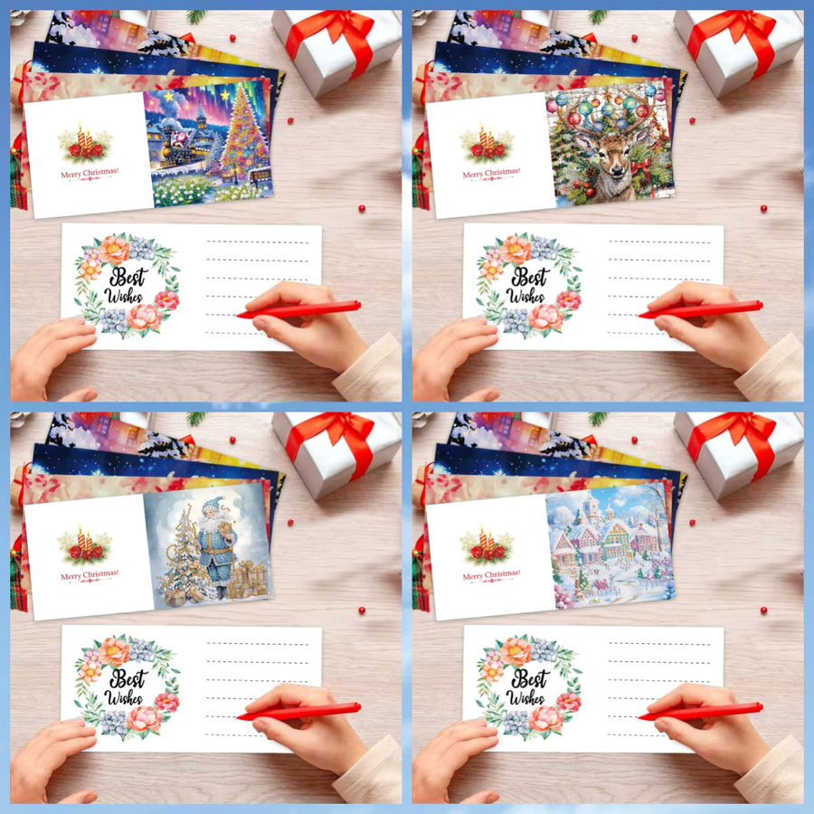 6 DIY Diamant-Malsets für Weihnachtsgrußkarten in Multicolor aus Papier - Bild 2
