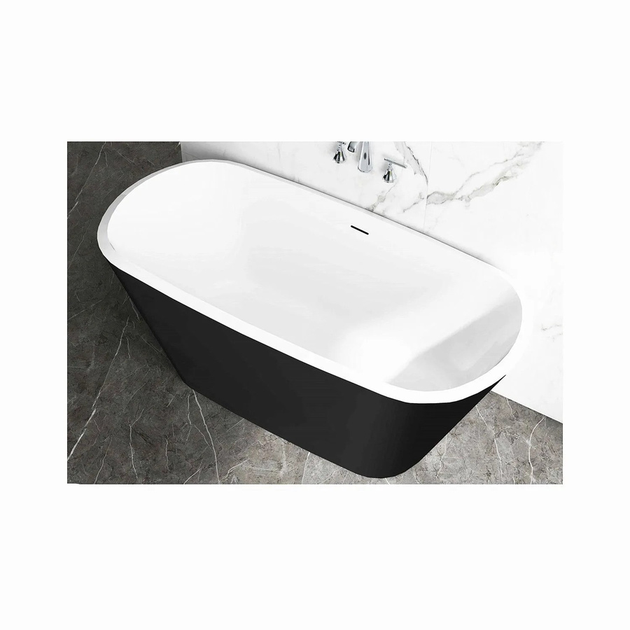 Duschparadies Freistehende Acrylbadewanne in Schwarz mit Siphon Set, B/T/H: 170 x 78 x 60 cm - Bild 2