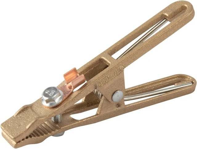 STAHLWERK Masseklemme als Massezange und Erdungsklemme aus Messing, belastbar bis 260A, Farbe Gold - Bild 1
