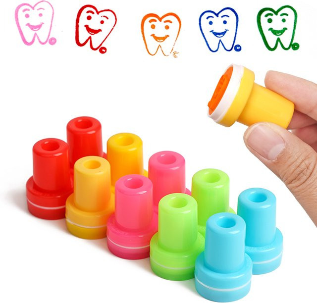 JIECARE Smiley-Gesicht Zahnstempel, 10-teiliges Set, bunt, Kunststoff - Bild 1