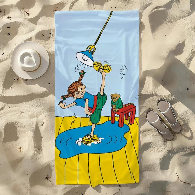 Ka Chen Mutong Pippi Langstrumpf Handtuch aus Mikrofaser, schnelltrocknend und weich, B: 75 cm, H: 150 cm - Bild 1