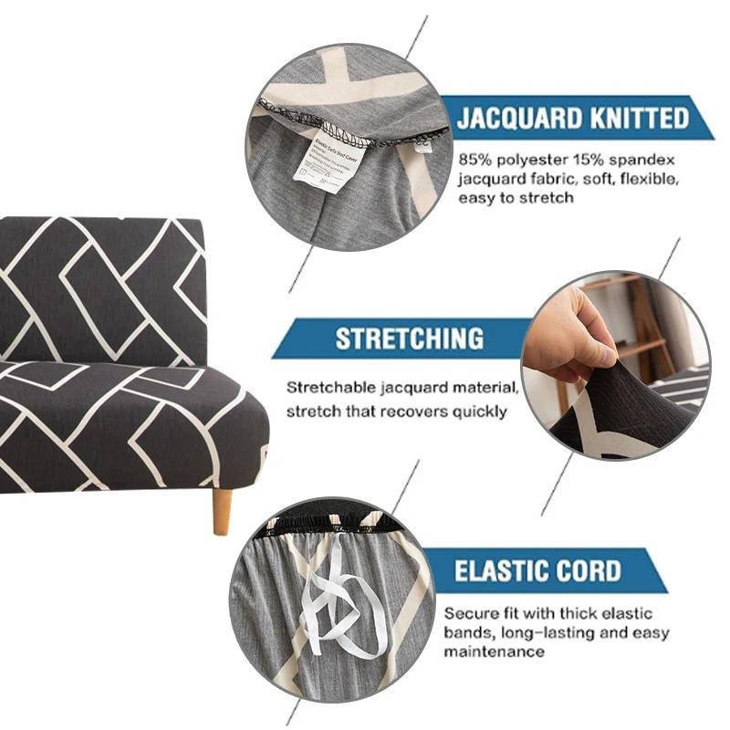 Stretch Elastischer Futon Überzug für Armlose Klappsofas in Schwarz, Möbelschutz aus 100% Polyester für Breiten von 155-185 cm - Bild 1