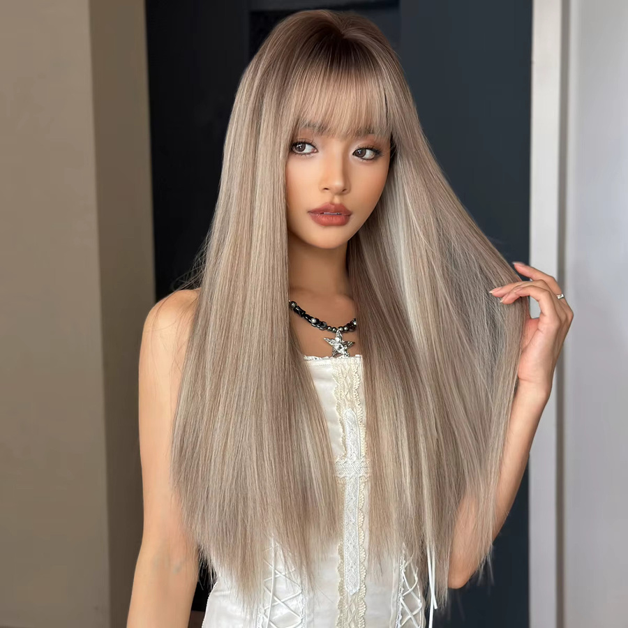 7JHH WIGS Perücke, lange gerade, aschbraun, synthetisch, Damen - Bild 2