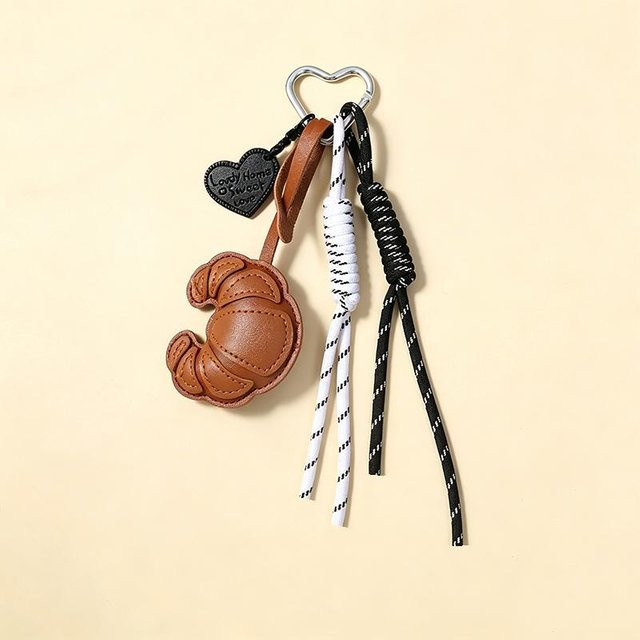 Taschenanhänger Schöner Wohnen, PU-Leder, Croissant-Anhänger, Herren - Bild 1