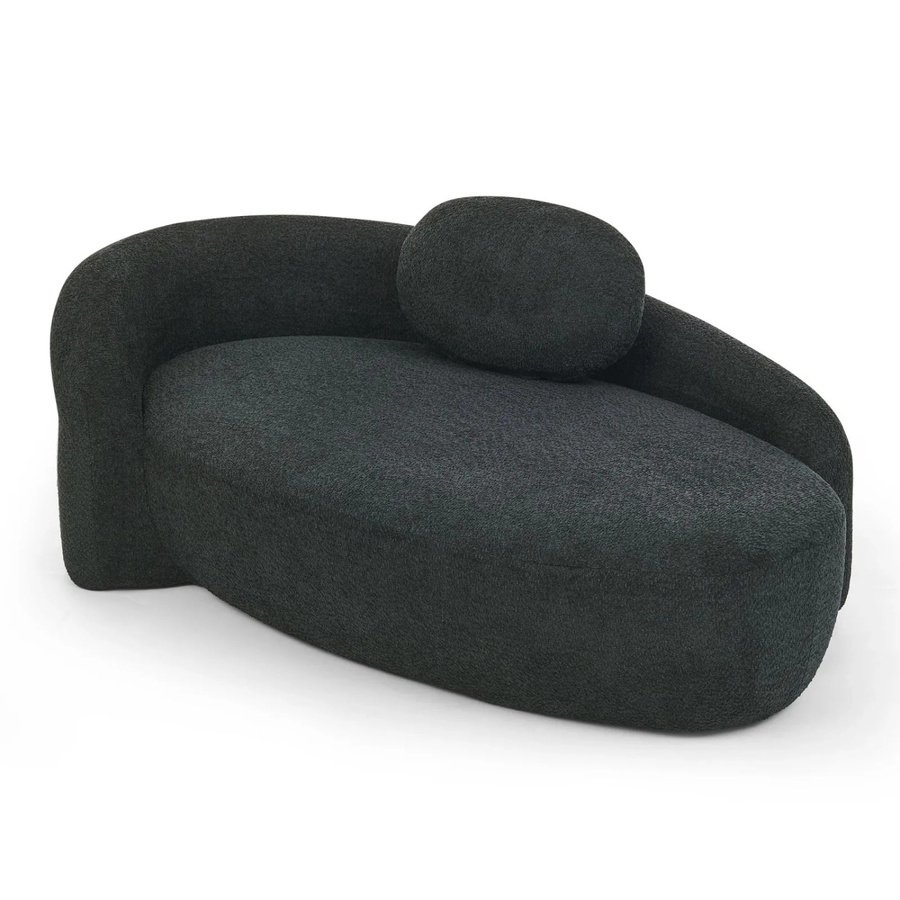 PXloue 2-Sitzer Stoffsofa aus Teddyfell und Schaumstoff, Bodensessel Schwarz - Bild 2