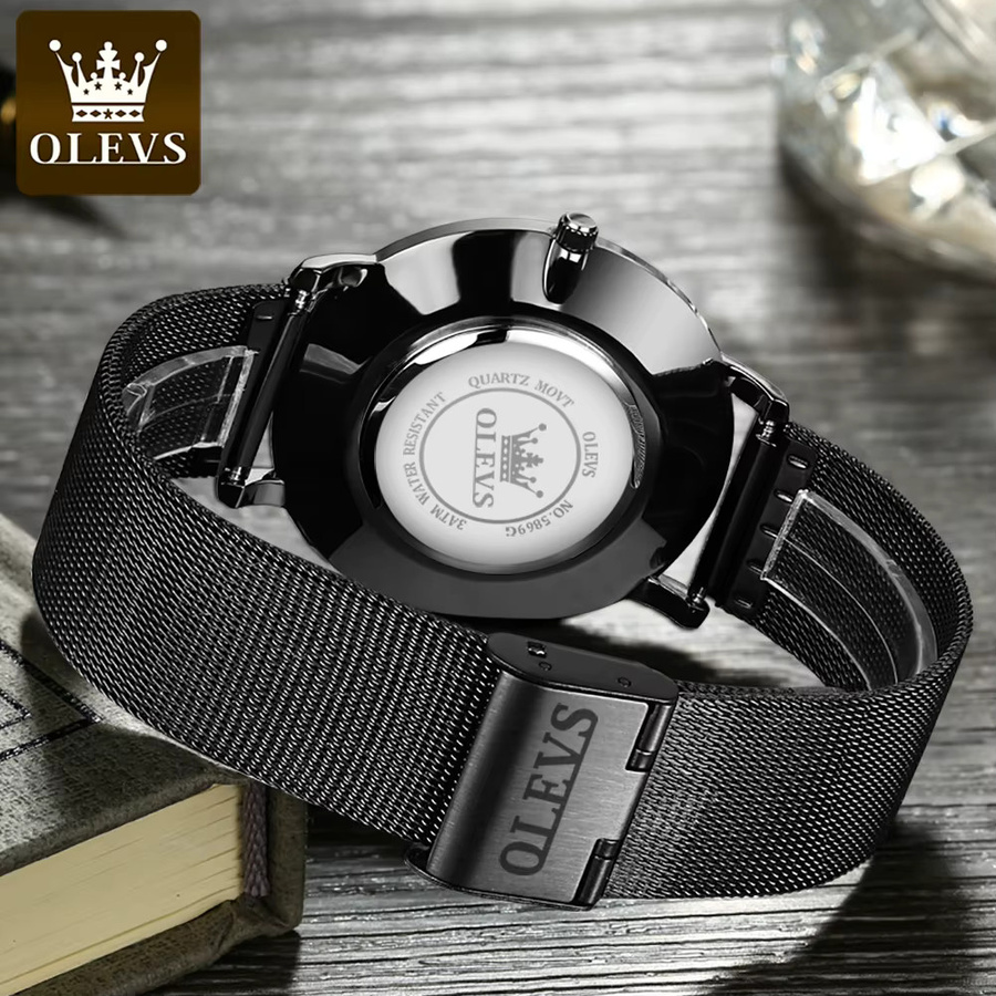 OLEVS Armbanduhr Quarz, Edelstahl, Blau, Herren - Bild 5