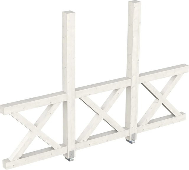 Skan Holz Seitenwand mit Andreaskreuz aus lasierter Fichte in Weiß, B/H: 78,5 x 210 cm - Bild 1