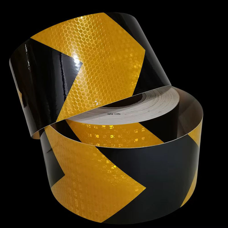 Satop Cinta Reflektierendes Klebeband Gelb-Schwarz, wasserdichtes Sicherheitsband mit Pfeilwarnung für LKWs, Breite: 10,16 cm, Länge: 4,88 m - Bild 2