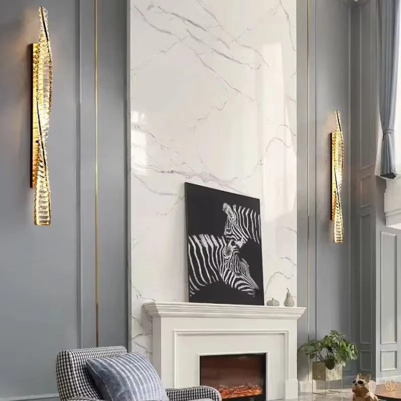JIANKEXING Kristall-Wandleuchte in Gold/Messing mit transparentem Design für Wohnzimmer, Schlafzimmer und Flur - Bild 4