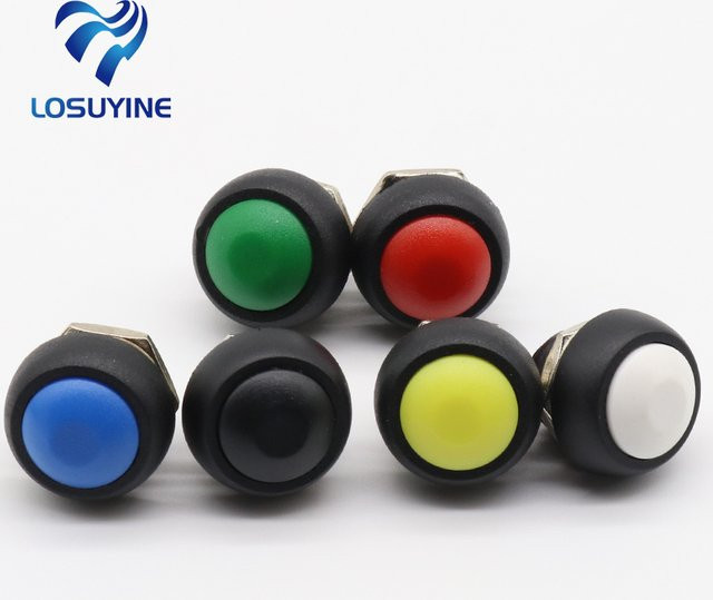 6er Set LOSUYINE Wasserdichte Momentan-Drucktastenschalter mit Selbstrückstellung, Blau, 12mm - Bild 1