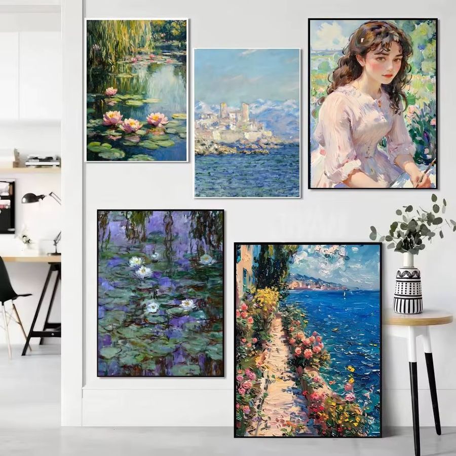 Wandaufkleber Claude Monet Kunstposter Wasserfestes Selbstklebe-Papier für Wanddekoration in Haus oder Bar - Bild 2