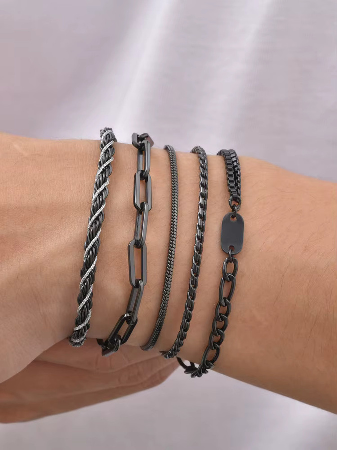 Vnox Armband, Edelstahl, Schwarz, Herren - Bild 3