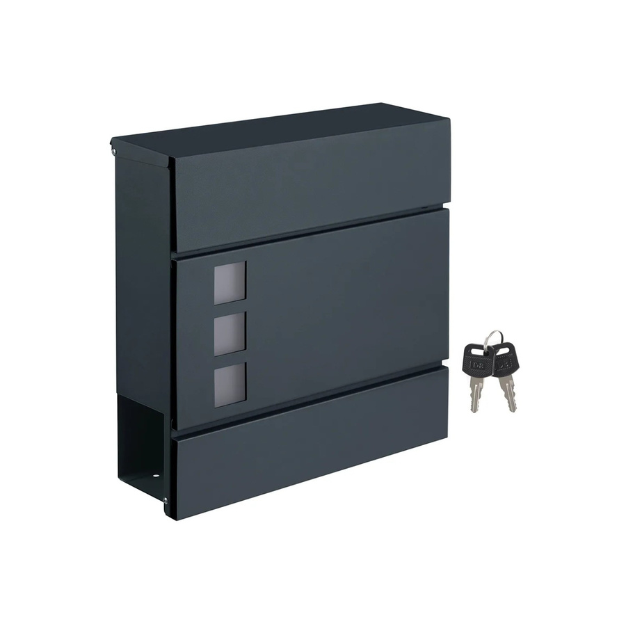 Songmics Briefkasten mit Schloss in Grau Anthrazit B/T/H: 37 x 10,5 x 36 cm - Bild 2