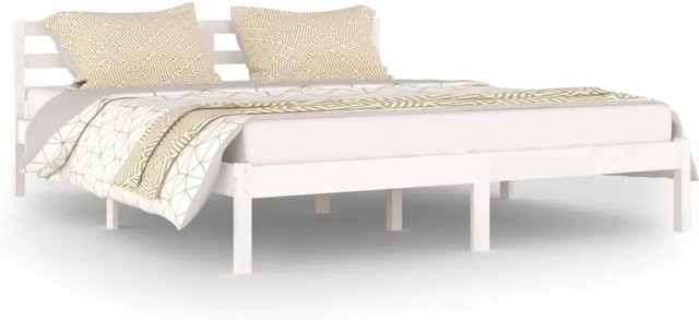 vidaXL Massivholzbett aus Kiefer in Weiß, Modernes Bettgestell B/T/H: 160 x 200 x 69,5 cm - Bild 1