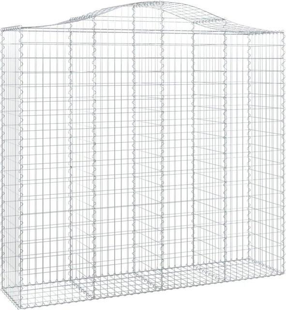 vidaXL Gabionen mit Hochbogen Set aus 3 Stück, Farbe Silber, verzinktes Eisen, B/T/H: 200 x 50 x 180/200 cm - Bild 1