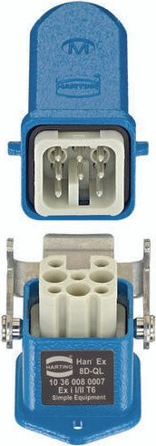 HARTING Steckverbinder-Set 10361080007 in Blau mit 8 Polen - Bild 1
