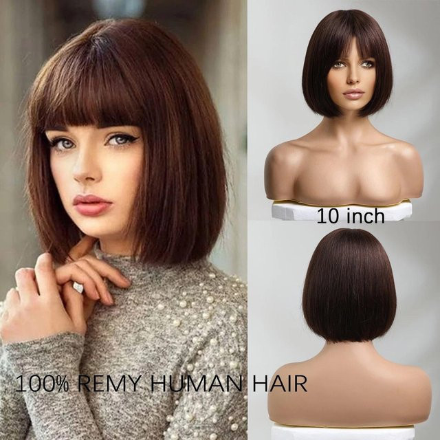 HAIRCUBE Bob-Echthaarperücke mit Pony, dunkelbraun, Damen - Bild 1