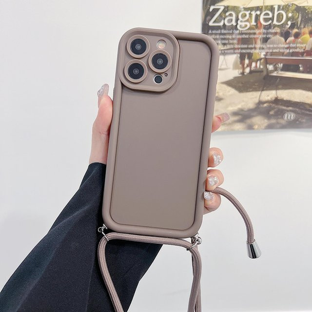 Rui Di Silikon-Handyhülle mit verstellbarem Lanyard-Halsband für Redmi 13 4G, Redmi 13 PRO 5G Plus und Redmi Note 13 Pro 5G, Farbe: Braun - Bild 1