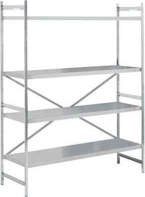 Köhler Grundregal aus Edelstahl in Silber mit geschlossenen Böden und Rückwand, B: 150 cm, T: 60 cm, H: 200 cm - Bild 1