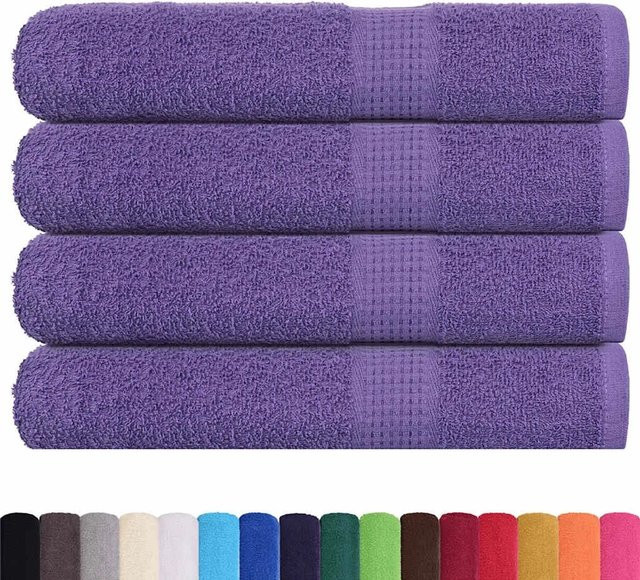 vidaXL Handtuch-Set aus 100% Baumwolle in Lila, 4 Stück, B/H: 100 x 200 cm, 360 g/m² - Bild 1