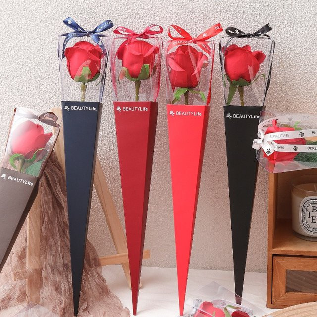 10-teiliges Set Rosen-Einzelverpackungsboxen in Schwarz für Blumenstraußbeutel zum Valentinstag - Bild 1