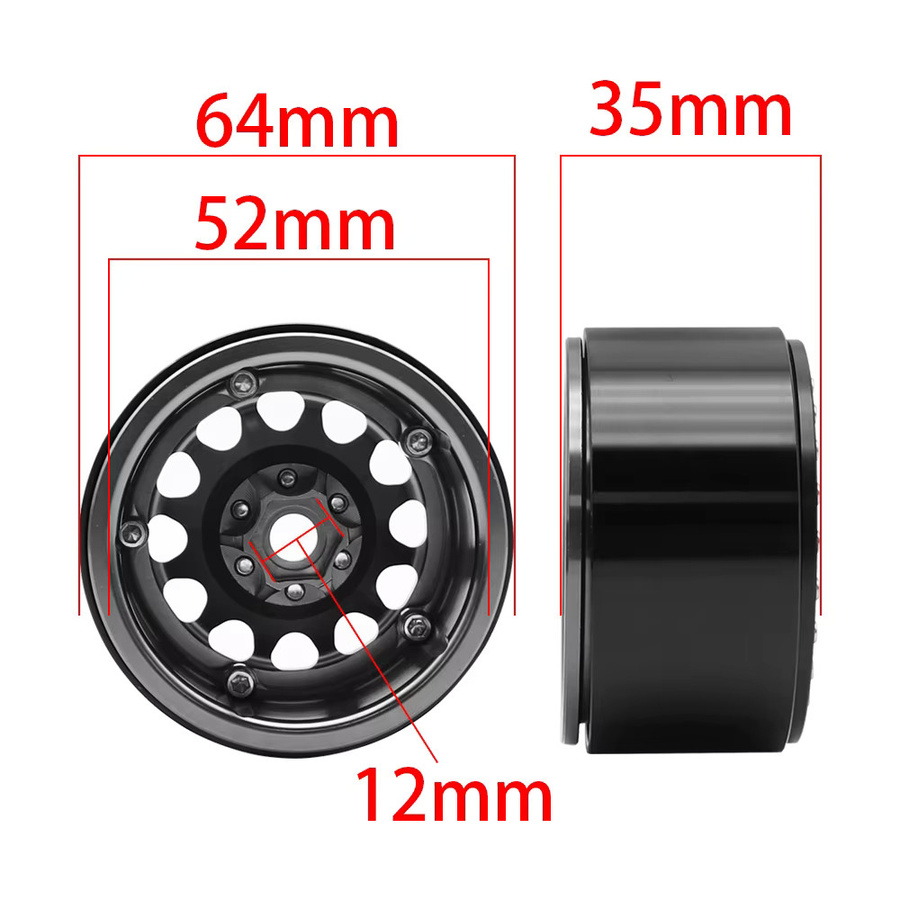 MYH RC RC Auto Metall Beadlock Räder Felge, 1:10, Rot - Bild 2