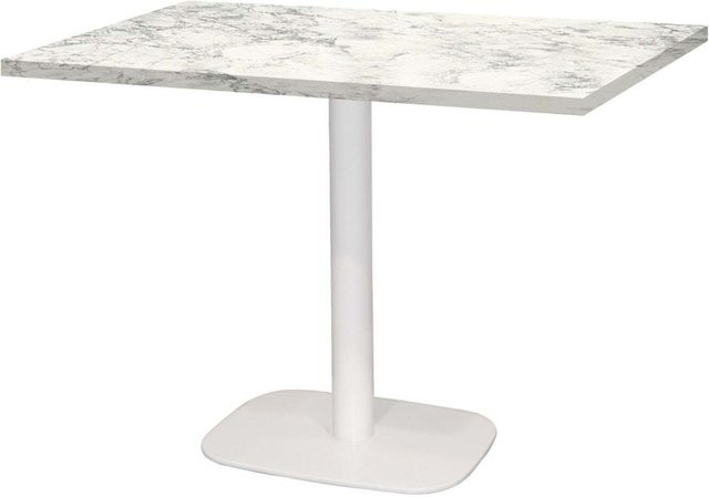RestooTab Tisch Round Gestell weiß rechteckig mit Holz- und Steindekor in Hellgrau, B/T/H: 120 x 70 x 75 cm - Bild 1