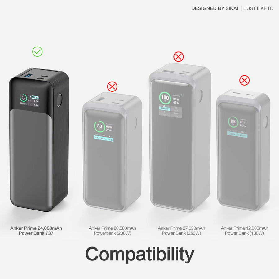 Silikonhülle für Anker 737 Power Bank 140 W 24000 mAh PowerCore in Grau mit Aufbewahrung für TF/SIM-Karte und PIN - Bild 4