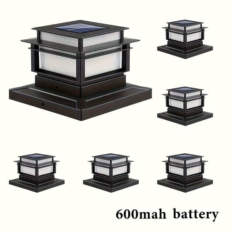 6er-Pack Solar-Säulenleuchten aus Kunststoff in Schwarz, moderne LED-Solar-Säulenlichter für Garten, Terrasse und Treppen, B/T/H: 15,0 x 10,5 x 15,0 cm - Bild 5