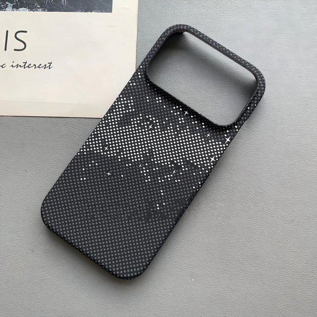 MagSafe Rahmenlose PC-Handyhülle mit Carbonfaser-Textur für Apple iPhone 17 Pro Max 16 Plus 15 14 13 12 in Schwarz - Bild 1